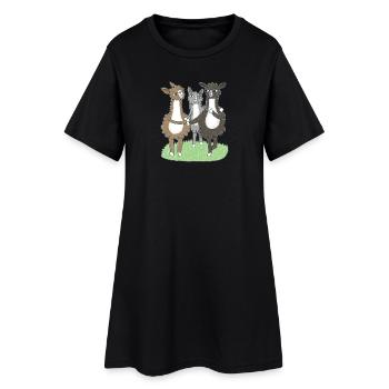 Trois amis lamas - Robe T-shirt Femme - noir - Devant