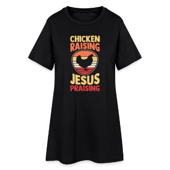Farmer Jesus Rooster Flock Poultry Chicken - Women’s T-Shirt Dress - black - Front
