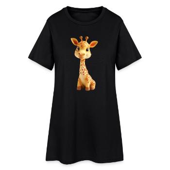 Illustration de girafe câline pour enfants - Robe T-shirt Femme - noir - Devant