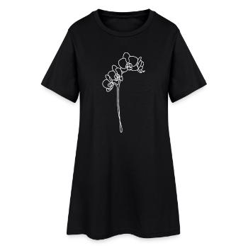 Lignes d’orchidées en blanc - Robe T-shirt Femme - noir - Devant