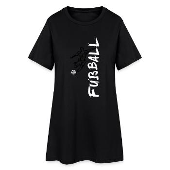 Fußball - Spieler + seitlicher Schriftzug - Frauen T-Shirt-Kleid - Schwarz - Vorne