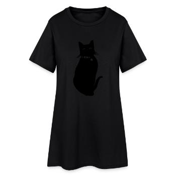 KATZE - Frauen T-Shirt-Kleid - Schwarz - Vorne