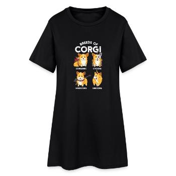 Races de Corgis - Welsh CORGI drôle chien chiot - Robe T-shirt Femme - noir - Devant
