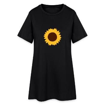 Sonnenblume - Frauen T-Shirt-Kleid - Schwarz - Vorne