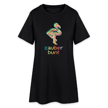 Zauberbunt - Flamingo - Wortschätze - Frauen T-Shirt-Kleid - Schwarz - Vorne