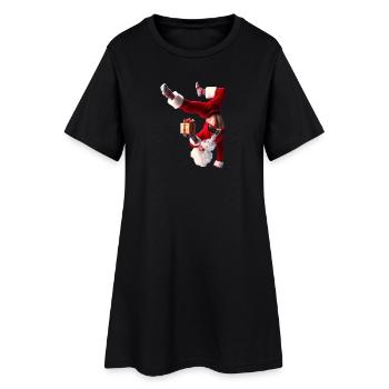 Père Noël humoristique avec cadeau - Robe T-shirt Femme - noir - Devant