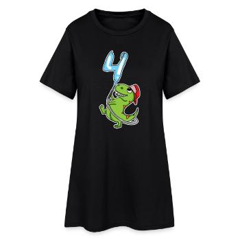4. Geburtstag Dinosaurier - Frauen T-Shirt-Kleid - Schwarz - Vorne