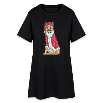 German Shepherd Christmas Christmas Hat - Women’s T-Shirt Dress - black - Front