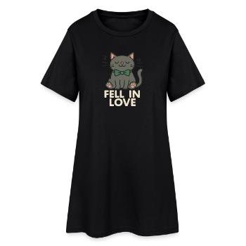 Schleife. Katze. Liebe. Das perfekte Katzenshirt. - Frauen T-Shirt-Kleid - Schwarz - Vorne