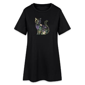 Bohèmes Plantes de chat Fleurs - Robe T-shirt Femme - noir - Devant