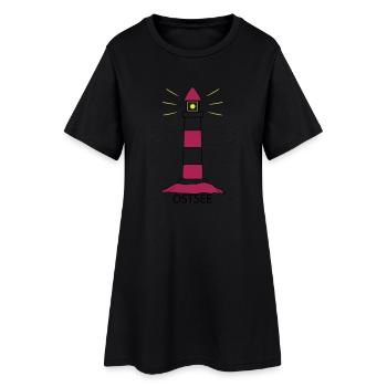 Leuchtturm Ostsee - Frauen T-Shirt-Kleid - Schwarz - Vorne