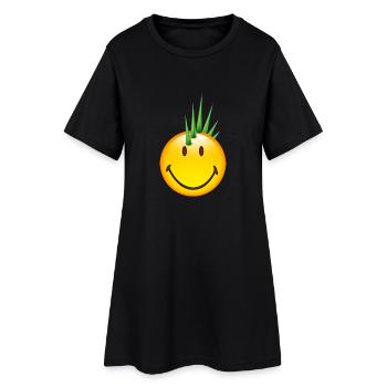 Smiley Punk - Frauen T-Shirt-Kleid - Schwarz - Vorne