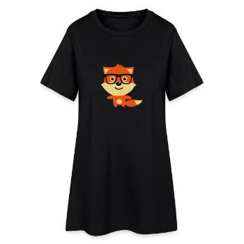 Fox Cute & Drôle Hipster Bébé avec lunettes nerd - Robe T-shirt Femme - noir - Devant