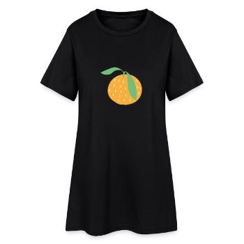 Orange - Frauen T-Shirt-Kleid - Schwarz - Vorne