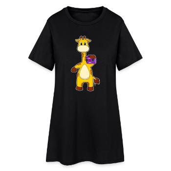 Giraffe Radio Musik - Frauen T-Shirt-Kleid - Schwarz - Vorne