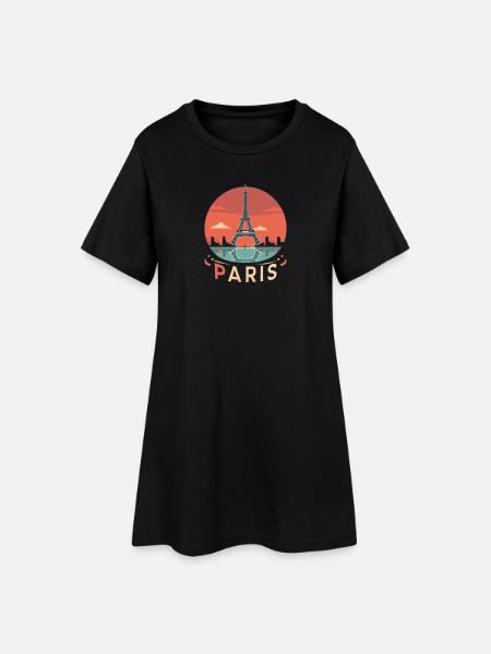 Pariser Sonnenuntergangskreis - Frauen T-Shirt-Kleid - Schwarz