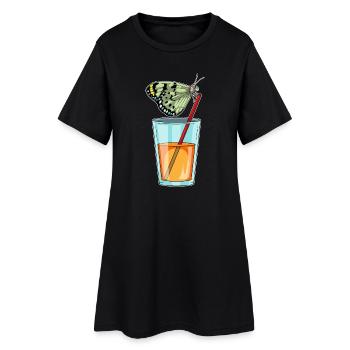 Schmetterling Saft - Frauen T-Shirt-Kleid - Schwarz - Vorne