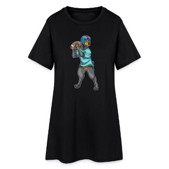 Sports de football américain doberman - Robe T-shirt Femme - noir - Devant