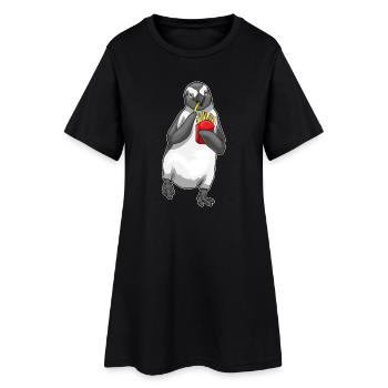 Pingouin frites - Robe T-shirt Femme - noir - Devant