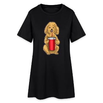 Tasse de caniche à emporter - Robe T-shirt Femme - noir - Devant