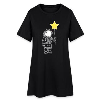 Astronaute avec ballon étoile – Œuvre d’art de l’espace - Robe T-shirt Femme - noir - Devant