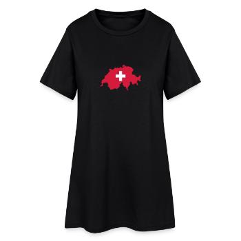 Schweiz - Frauen T-Shirt-Kleid - Schwarz - Vorne