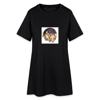 Mäuse - Frauen T-Shirt-Kleid - Schwarz - Vorne