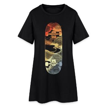 Dessin de skateboard rétro - Robe T-shirt Femme - noir - Devant
