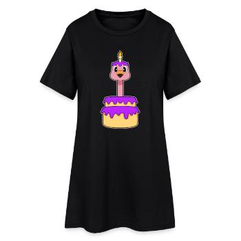 Gâteau d’anniversaire de flamant rose - Robe T-shirt Femme - noir - Devant