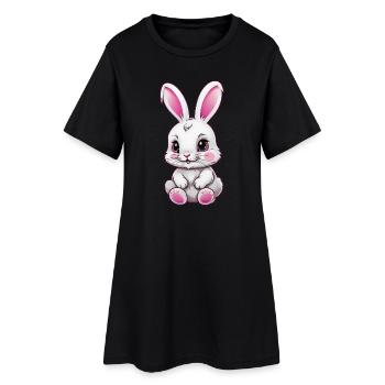 Häschen - Frauen T-Shirt-Kleid - Schwarz - Vorne