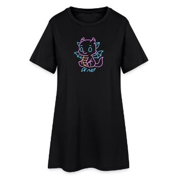 Le dragon du canot pluvial néon dans Neon Lines - Robe T-shirt Femme - noir - Devant