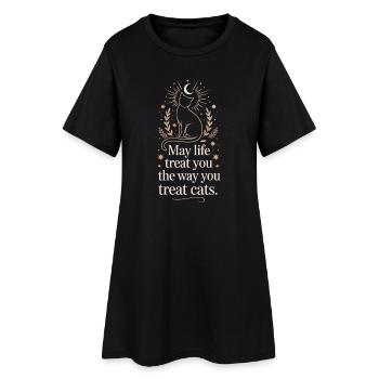 Katze May Life Treat You Cats Katzenmama Katzen - Frauen T-Shirt-Kleid - Schwarz - Vorne