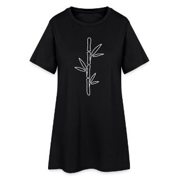 Bambuslinie im Minimalstil - Frauen T-Shirt-Kleid - Schwarz - Vorne
