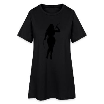 curvy domina silhouette - Frauen T-Shirt-Kleid - Schwarz - Vorne