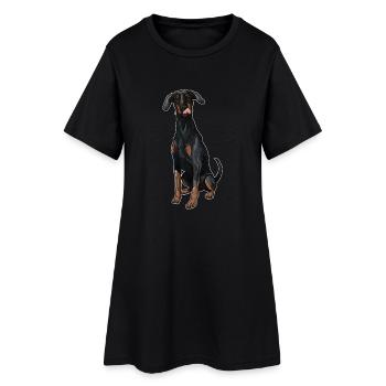 Dobermann - Frauen T-Shirt-Kleid - Schwarz - Vorne