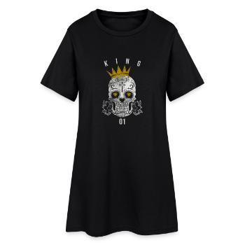King Totenkopf und Krone Motiv für Paare - Frauen T-Shirt-Kleid - Schwarz - Vorne
