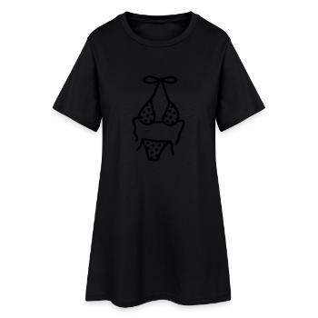 Bikini Punkte - Frauen T-Shirt-Kleid - Schwarz - Vorne