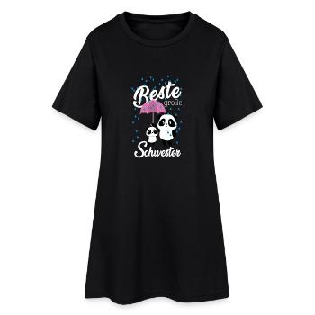 Beste große Schwester Panda Geschwister Mädchen - Frauen T-Shirt-Kleid - Schwarz - Vorne
