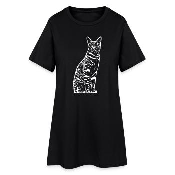 Chat White Silhouette Cadeau Cat Lover - Robe T-shirt Femme - noir - Devant