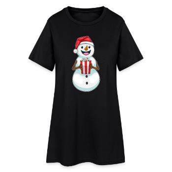 Maïs soufflé de Noël bonhomme de neige - Robe T-shirt Femme - noir - Devant