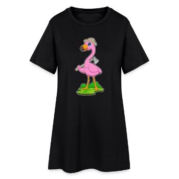 Hache de bûcheron flamant rose - Robe T-shirt Femme - noir - Devant