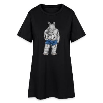 Rhino Bodybuilder Dumbbell Bodybuilding - Women’s T-Shirt Dress - black - Front