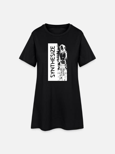 Synth White - Frauen T-Shirt-Kleid - Schwarz