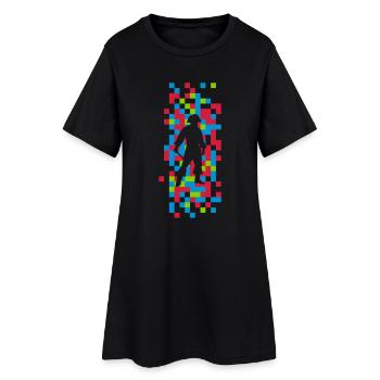 pirate tile pattern abstract motif graphic gift - Women’s T-Shirt Dress - black - Front