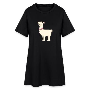 Lama - Frauen T-Shirt-Kleid - Schwarz - Vorne