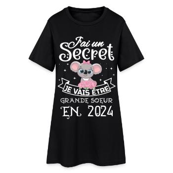 J'ai un secret, Je vais être Grande Soeur en 2024 - Robe T-shirt Femme - noir - Devant