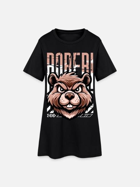 BOBER - Frauen T-Shirt-Kleid - Schwarz