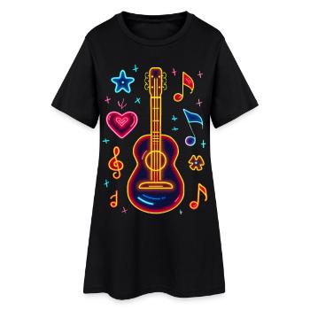 Retro Ukulele Retrowave - Frauen T-Shirt-Kleid - Schwarz - Vorne