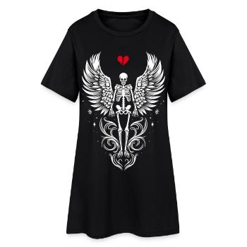 Squelette avec des ailes Anti Saint Valentin - Robe T-shirt Femme - noir - Devant