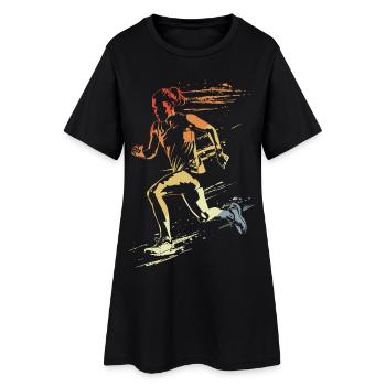 Female runner retro style - Women’s T-Shirt Dress - black - Front